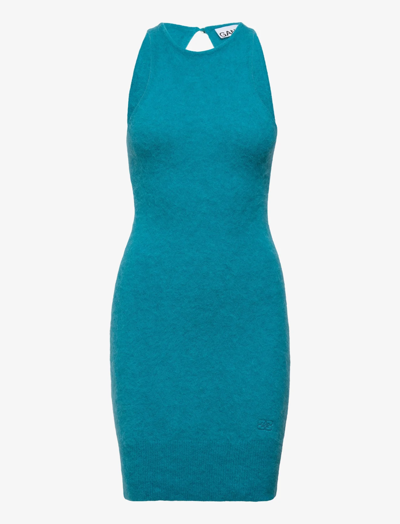 Ganni - Brushed Alpaca - sukienki koszulowe - blue curacao - 0