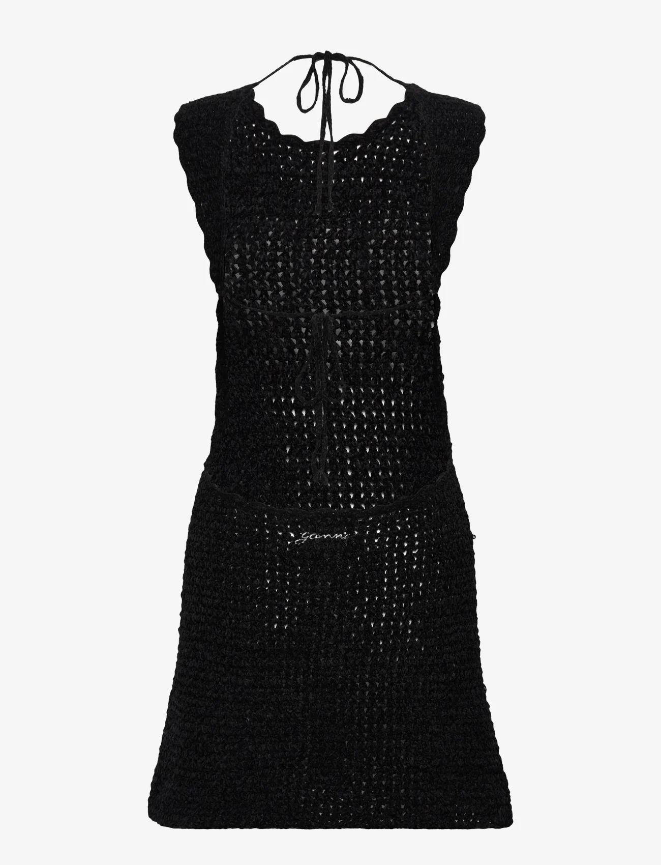 Ganni - Velvet Crochet - knitted dresses - black - 1