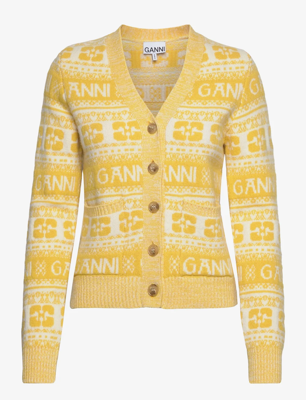 Ganni Logo Wool Mix Cardigan - Cardigans - Boozt.com
