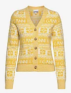 Logo Wool Mix Cardigan - MAIZE