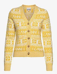 Ganni - Logo Wool Mix Cardigan - neuletakit - maize - 0