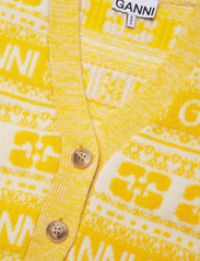 Ganni - Logo Wool Mix Cardigan - neuletakit - maize - 2