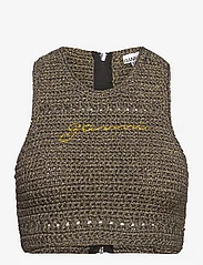 Ganni - Crochet Racerback Top - bandeau-bikini - black/gold - 0