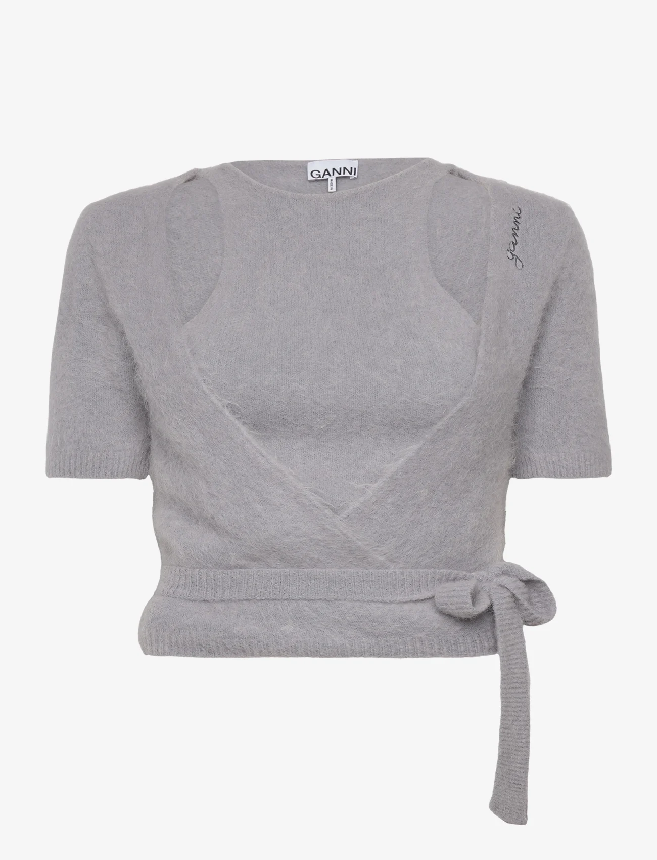 Ganni - Brushed Alpaca - blouses korte mouwen - frost gray - 0