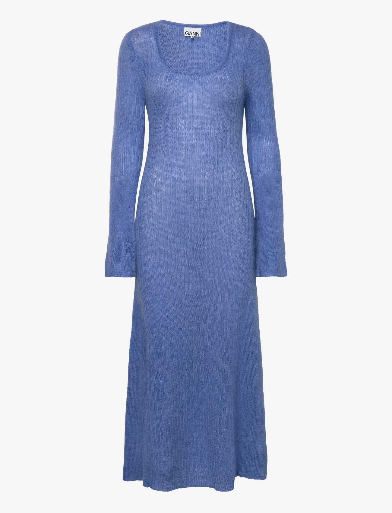 Ganni - Brushed Mohair Rib Knit - stickade klänningar - silver lake blue - 0