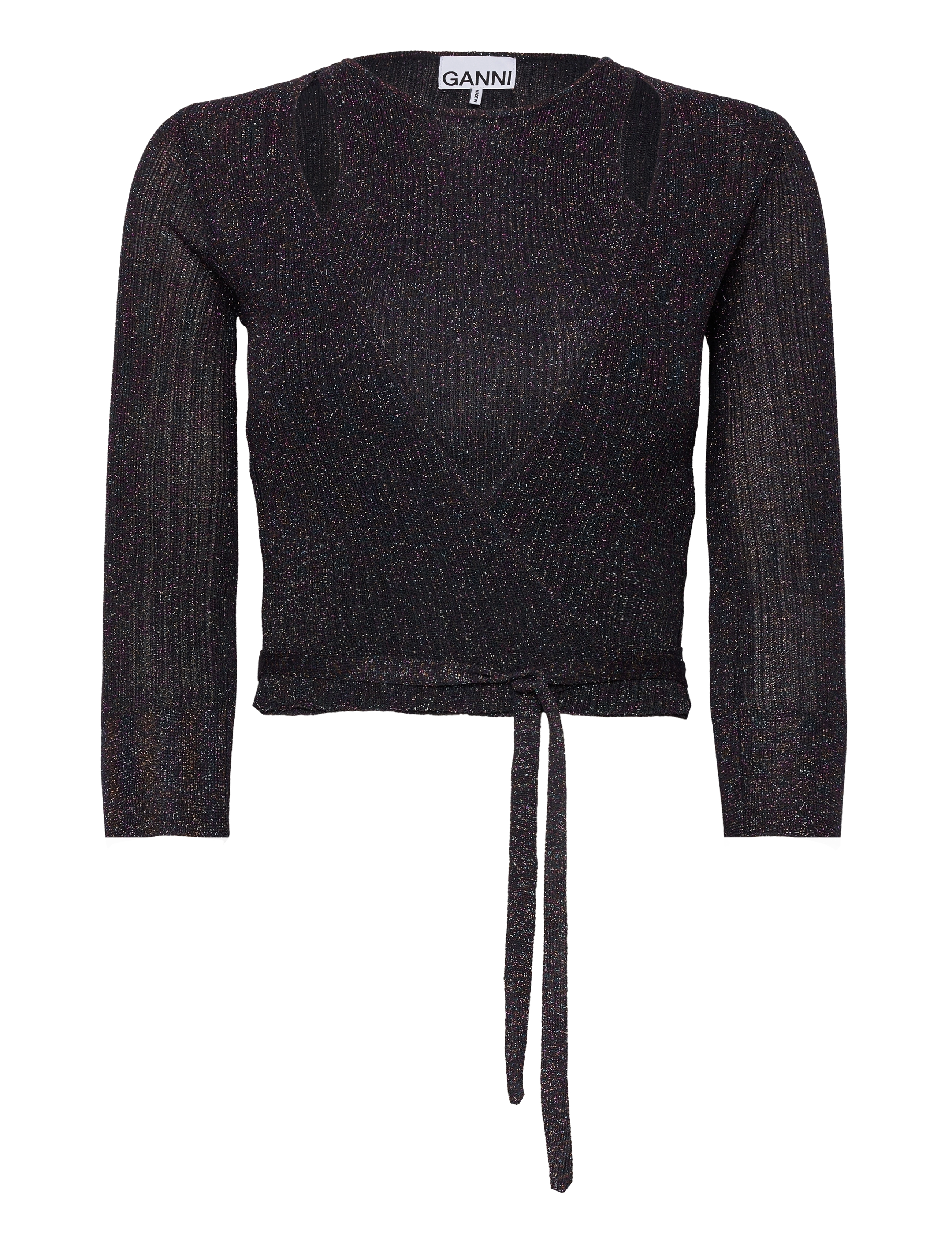 GANNI Sparkle Rib Knit Schwarz - L - Damen