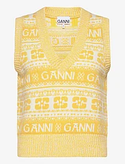 Ganni - Logo Wool Mix Vest - pūkinės ir paminkštintosios striukės - maize - 0