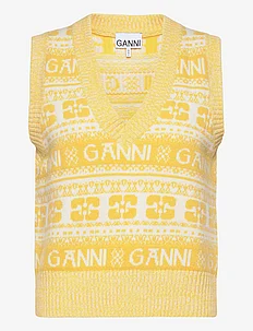 Logo Wool Mix Vest, Ganni