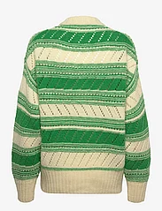 Ganni - Organic Wool Cardigan - Striped - swetry rozpinane - egret - 1