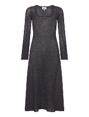ganni metallic ribbed-knit midi dress GANNI One-sleeve metallic ribbed-knit midi dress