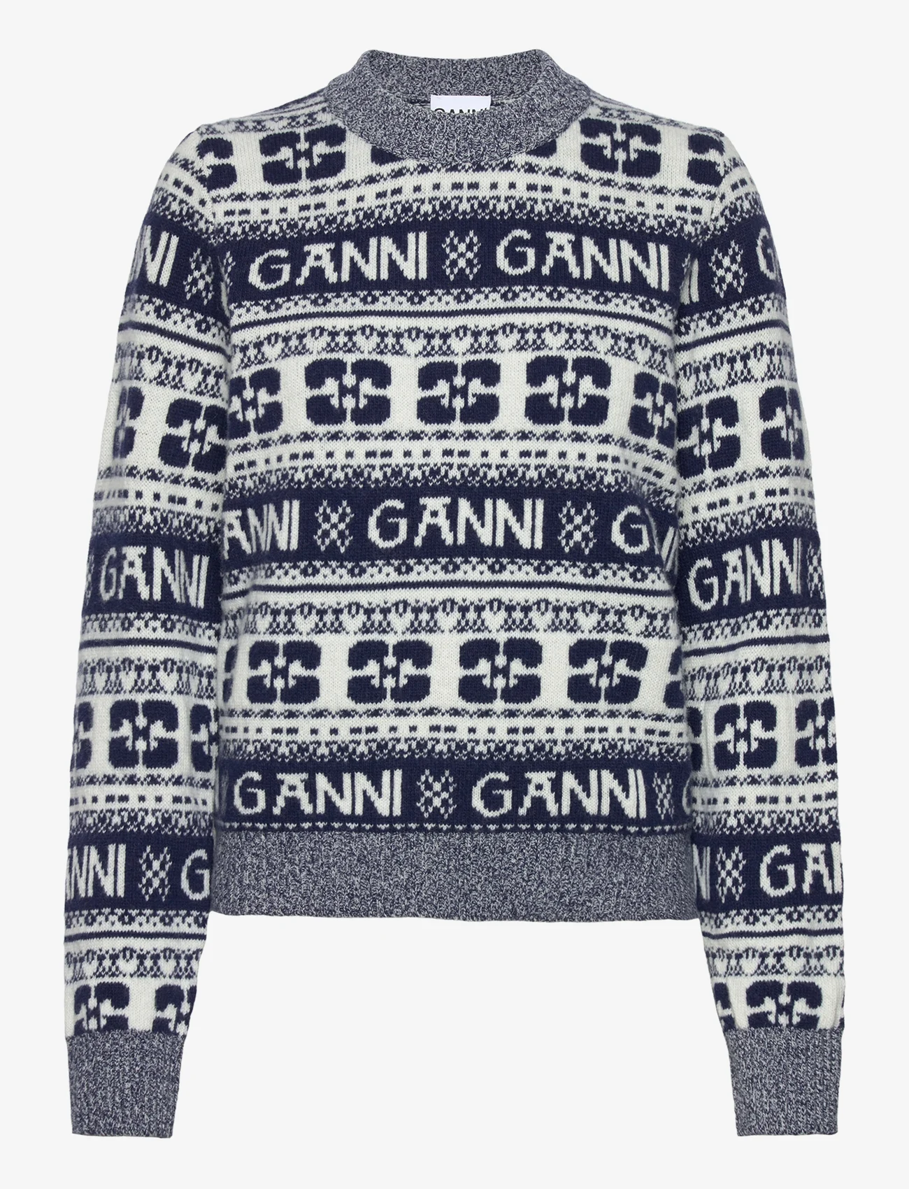 Ganni - Logo Wool Mix - sweaters - sky captain - 0