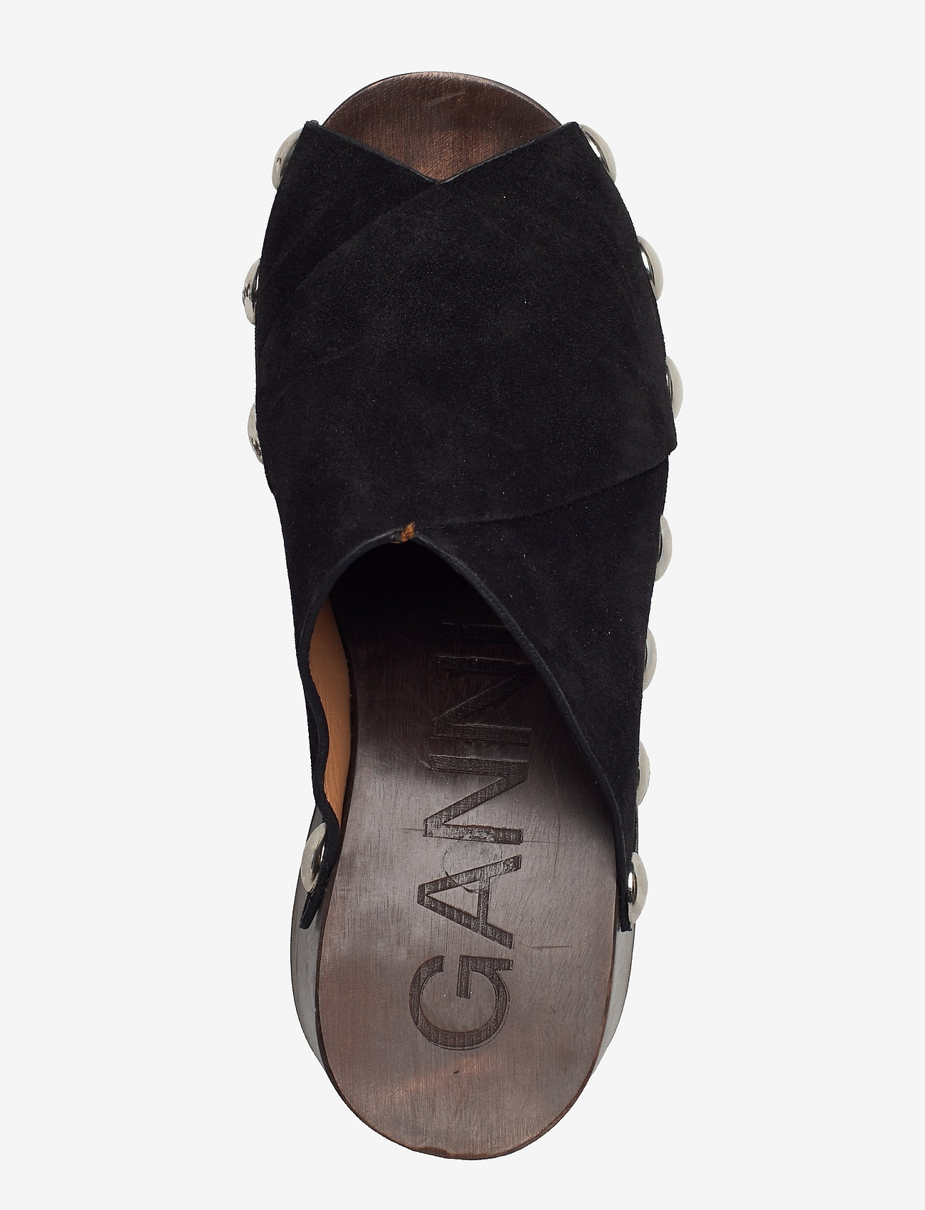 Ganni - Retro Peep Toe Wood Sandal - platformsandaler - black - 3