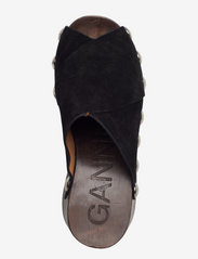 Ganni - Retro Peep Toe Wood Sandal - platåsandaler - black - 3