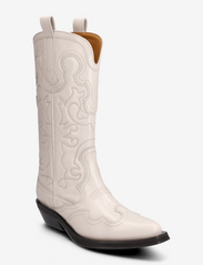 Mid Shaft Embroidered Western Boot - EGRET