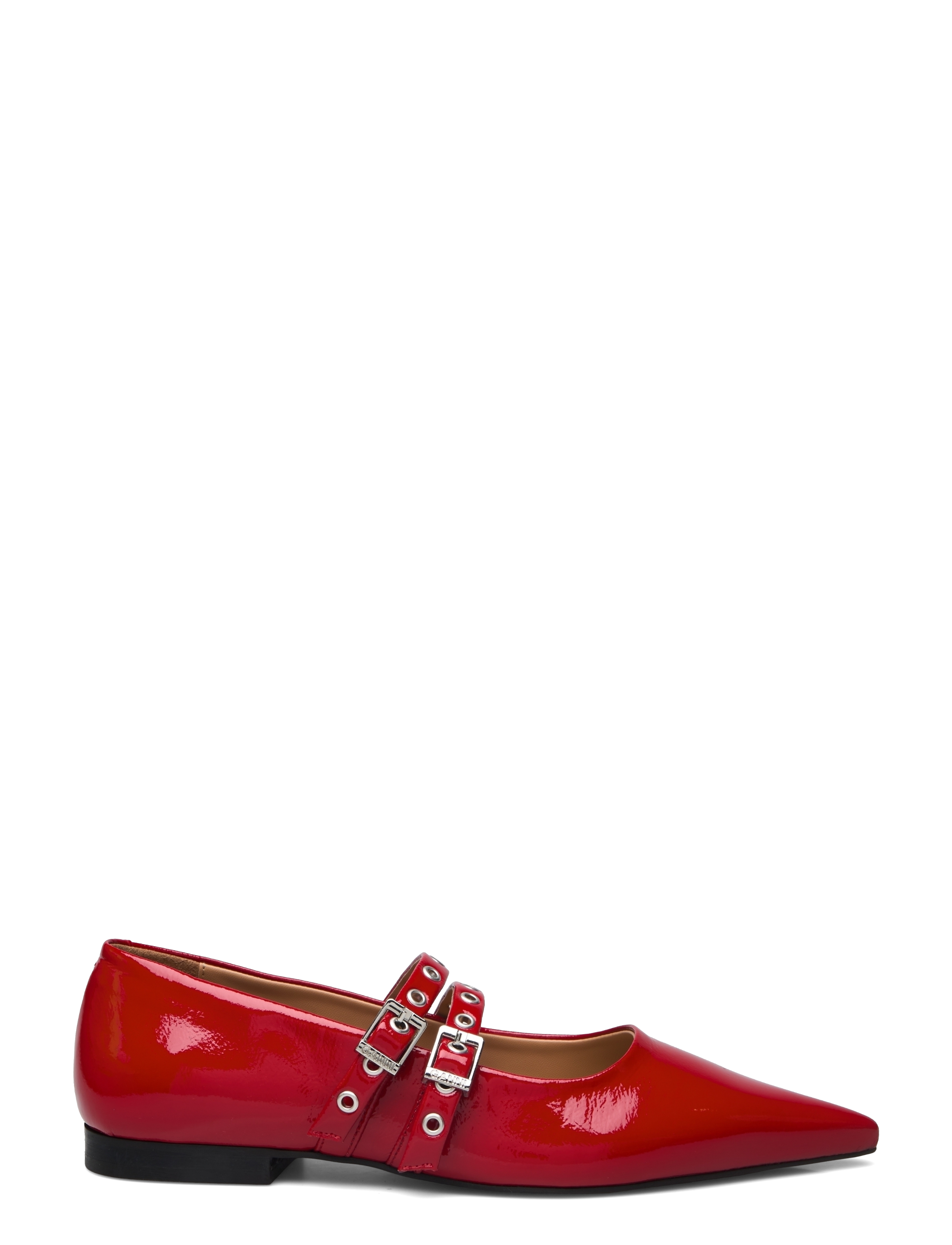 Ganni - Eyelets Ballerina Naplack - racing red - 1