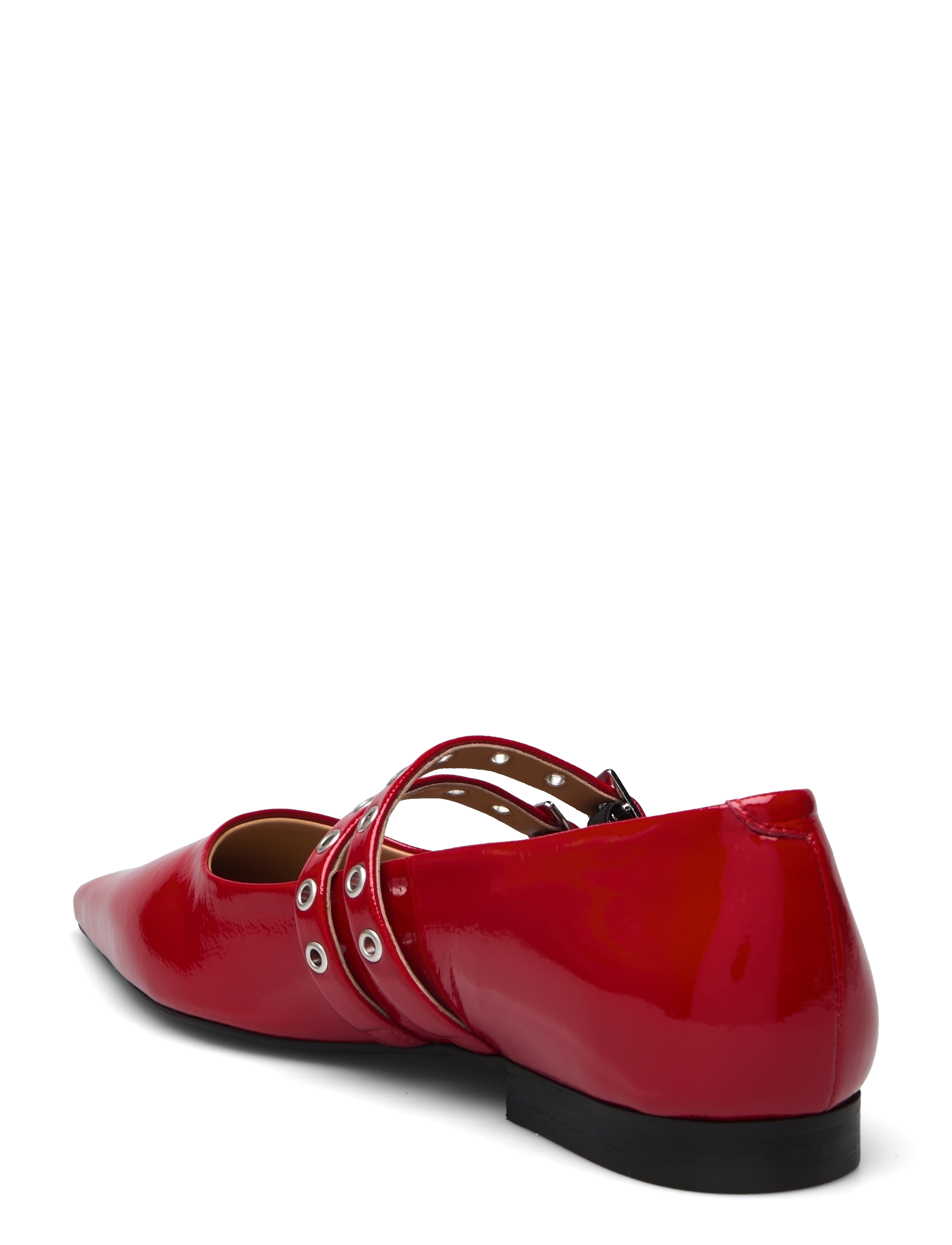 Ganni - Eyelets Ballerina Naplack - racing red - 2