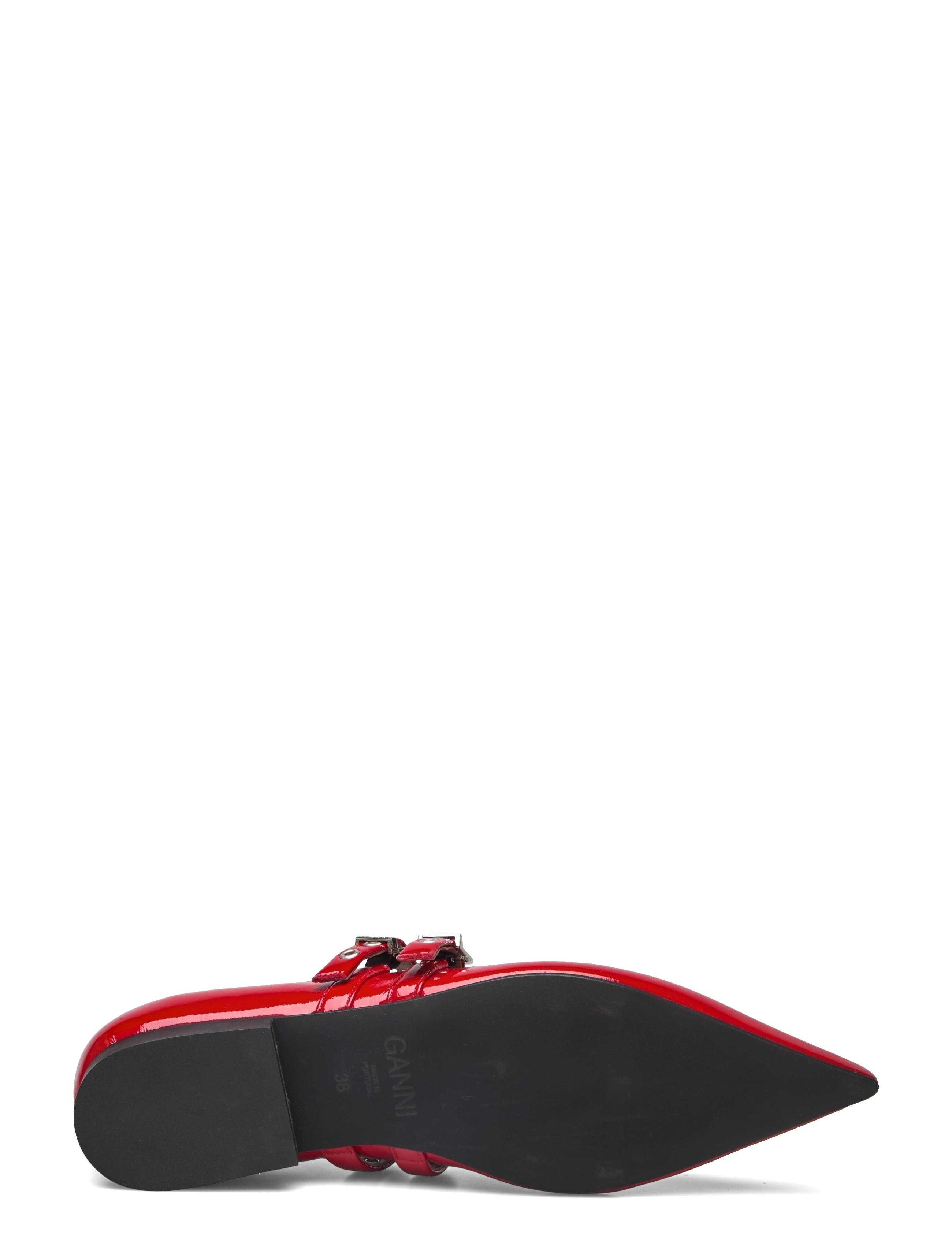Ganni - Eyelets Ballerina Naplack - racing red - 4