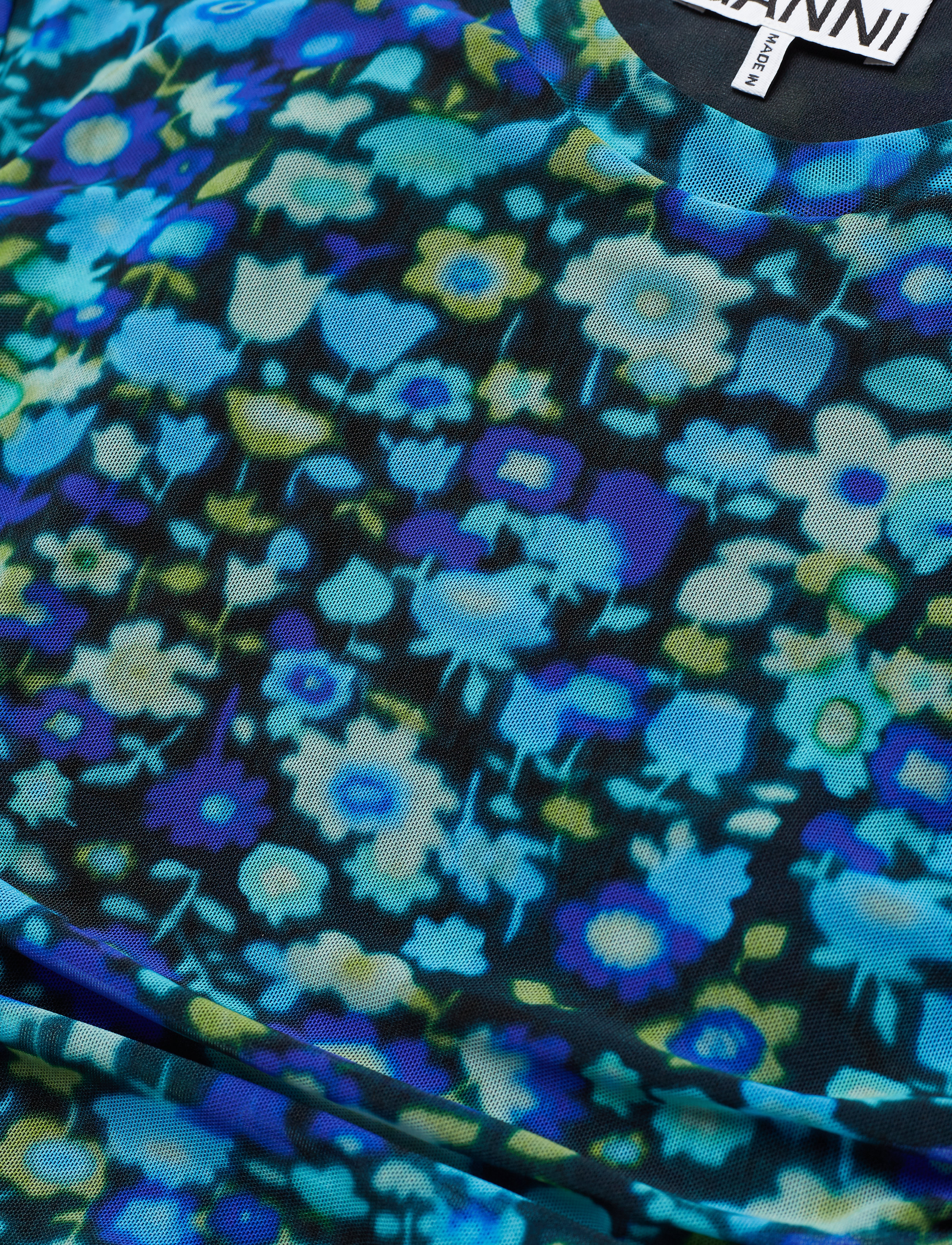 Ganni - Printed Mesh - azure blue - 2