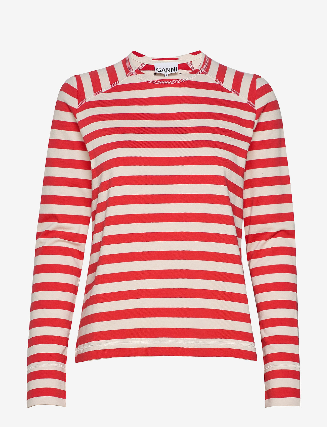 Ganni - Striped Cotton Jersey - lollipop - 0