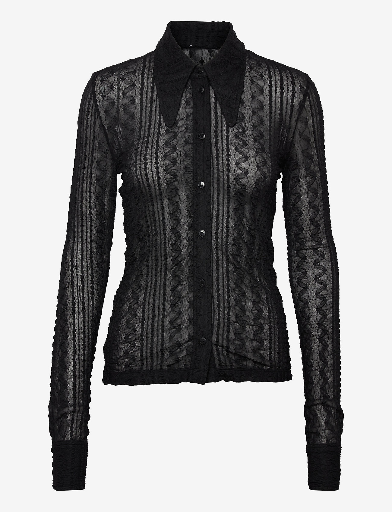 Ganni - Stretch Lace Jersey Shirt - black - 0