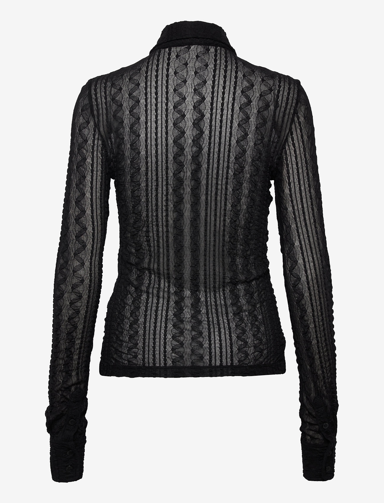 Ganni - Stretch Lace Jersey Shirt - black - 1