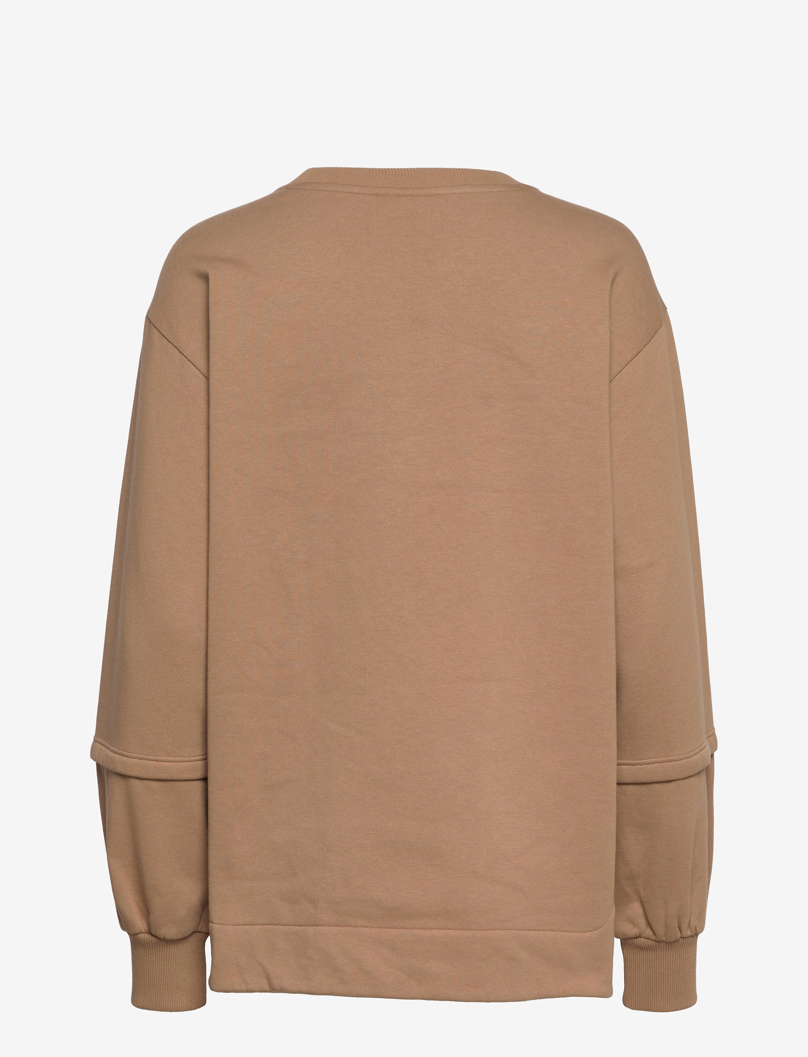 Ganni - Isoli O-neck Drop Shoulder Layered Sweatshirt - tiger's eye - 1
