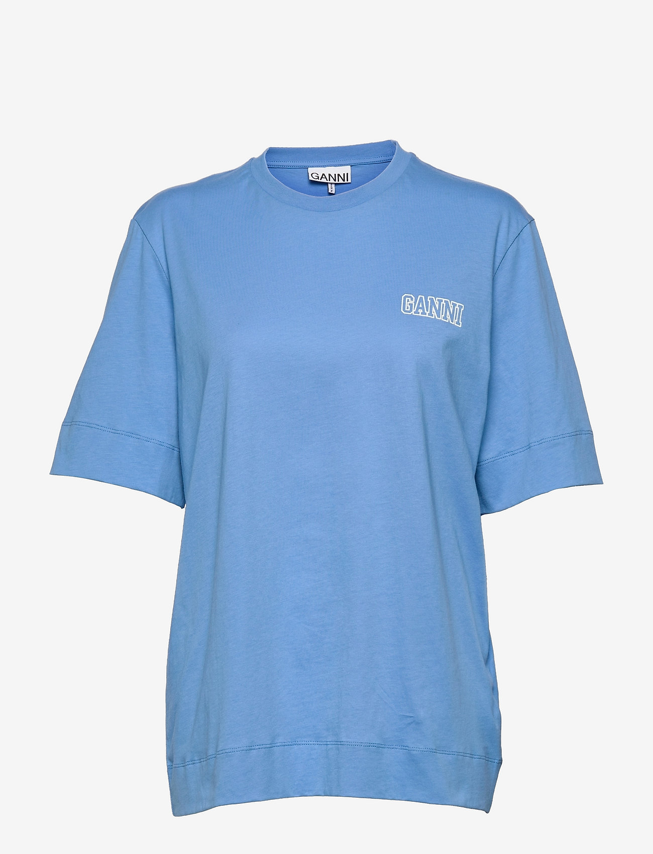 Ganni - Loose Fit O-neck T-shirt - azure blue - 0