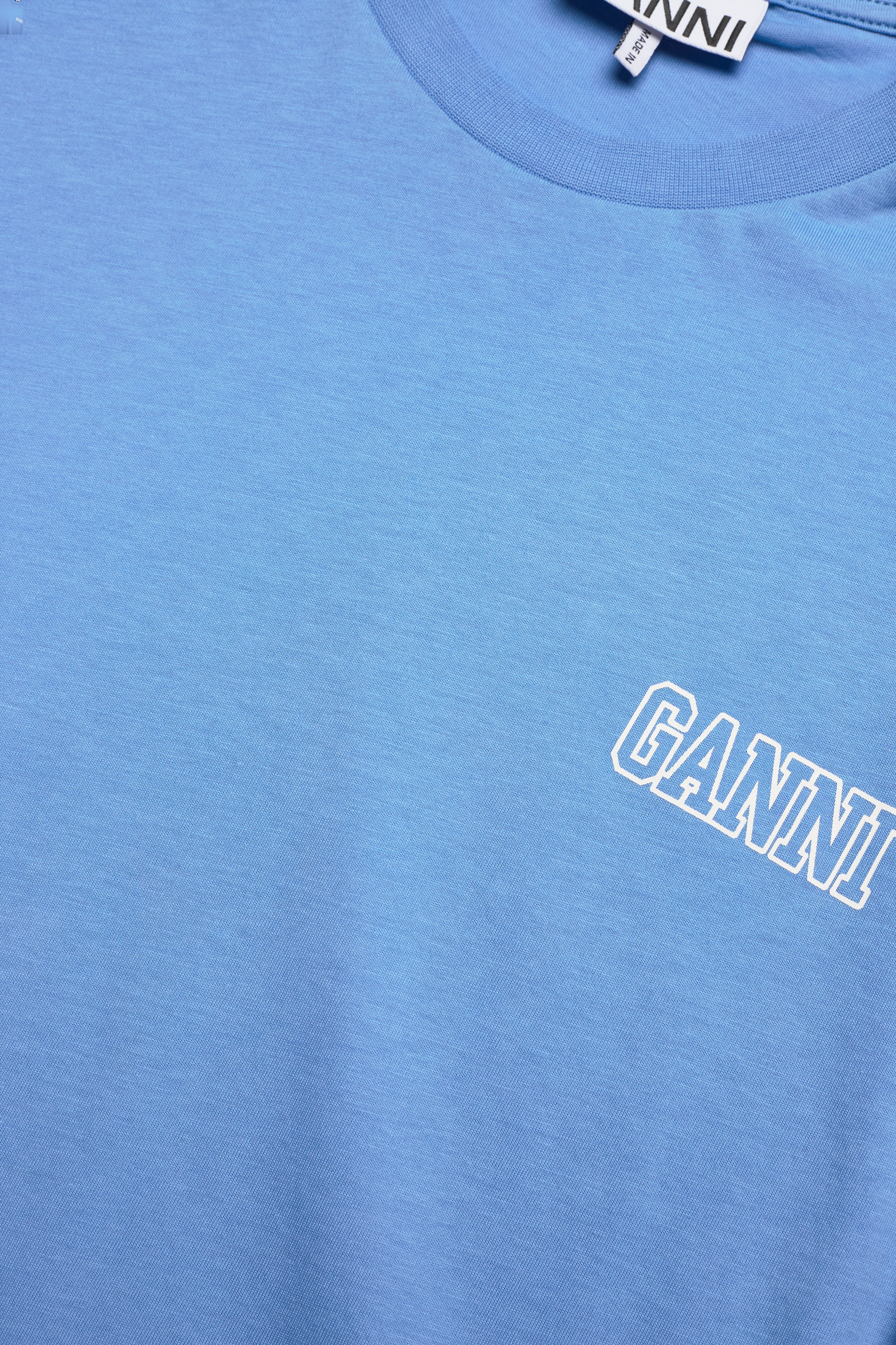 Ganni - Loose Fit O-neck T-shirt - azure blue - 2