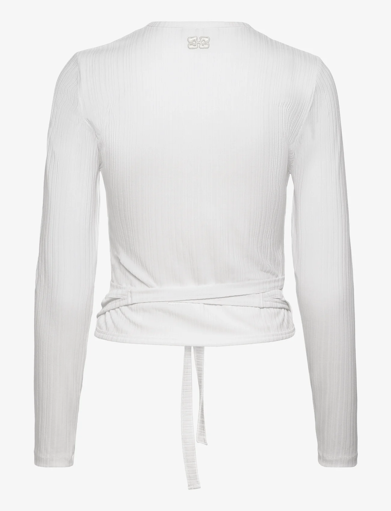 Ganni - Rib Jersey - bluzki z długimi rękawami - bright white - 1