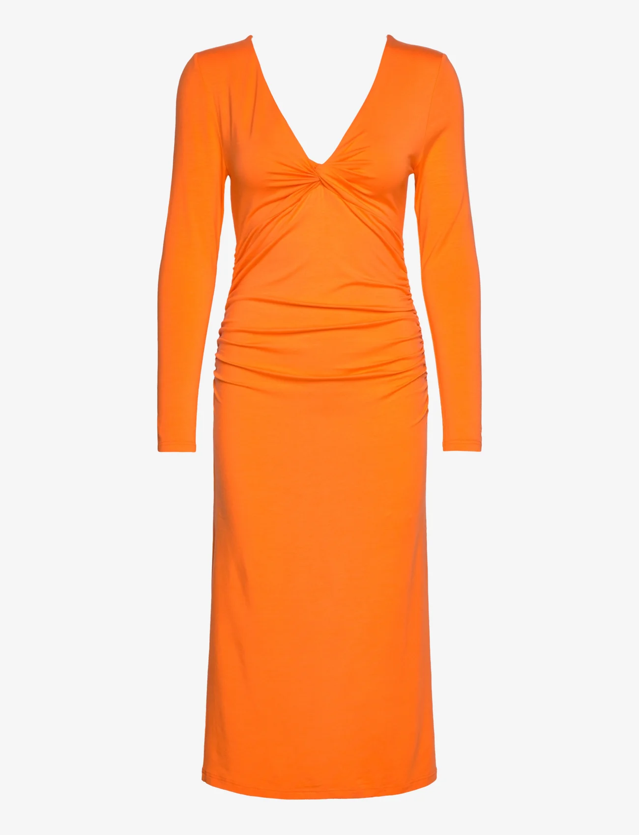 Ganni - Light Stretch Jersey - midiklänningar - vibrant orange - 0