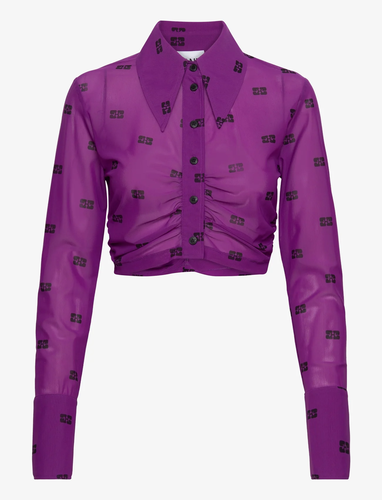 Ganni - Printed Mesh - t-shirt & tops - sparkling grape - 0