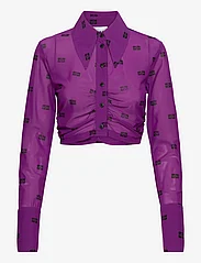 Ganni - Printed Mesh - navel shirts - sparkling grape - 0