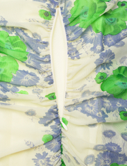 Ganni - Printed Mesh U-neck Ruched Mini Dress - festtøj til outletpriser - egret - 3