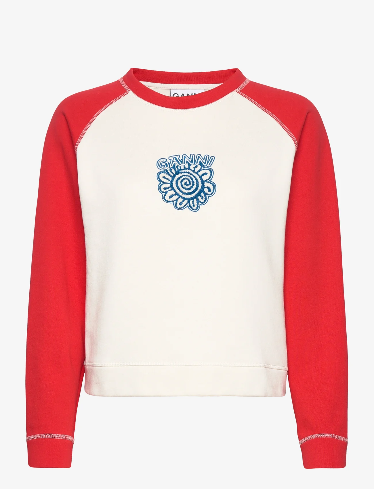 Ganni - Isoli Raglan Contrast sleeve Sweatshirt - hoodies - egret - 0