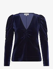 Ganni - Velvet Jersey - long-sleeved blouses - total eclipse - 0