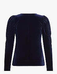 Ganni - Velvet Jersey - long-sleeved blouses - total eclipse - 1