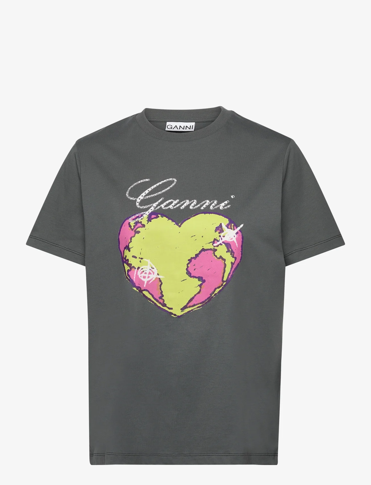 Ganni - Basic Cotton Jersey - t-shirts - volcanic ash - 0