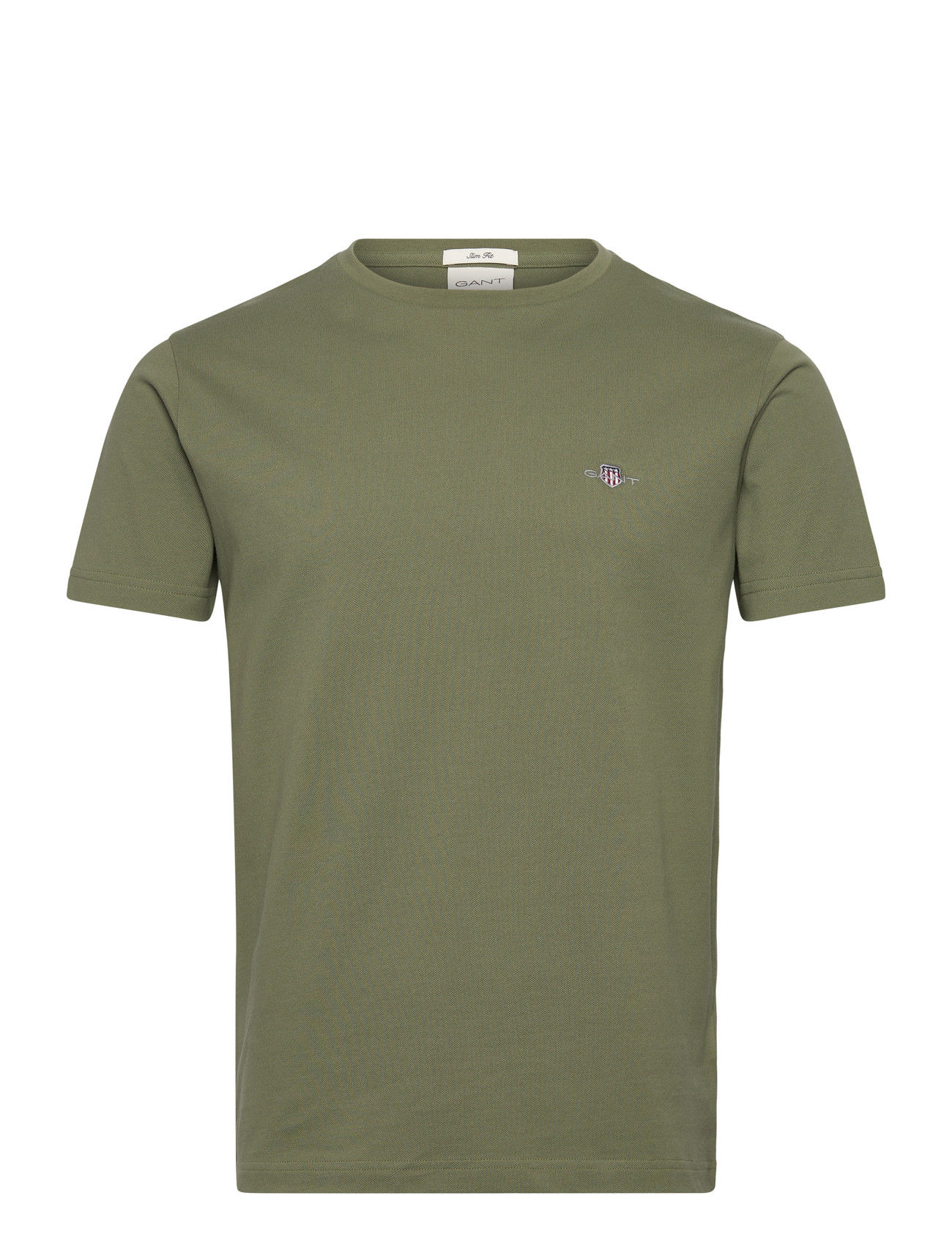 GANT Slim Pique Ss T-Shirt - Khaki green - S 1