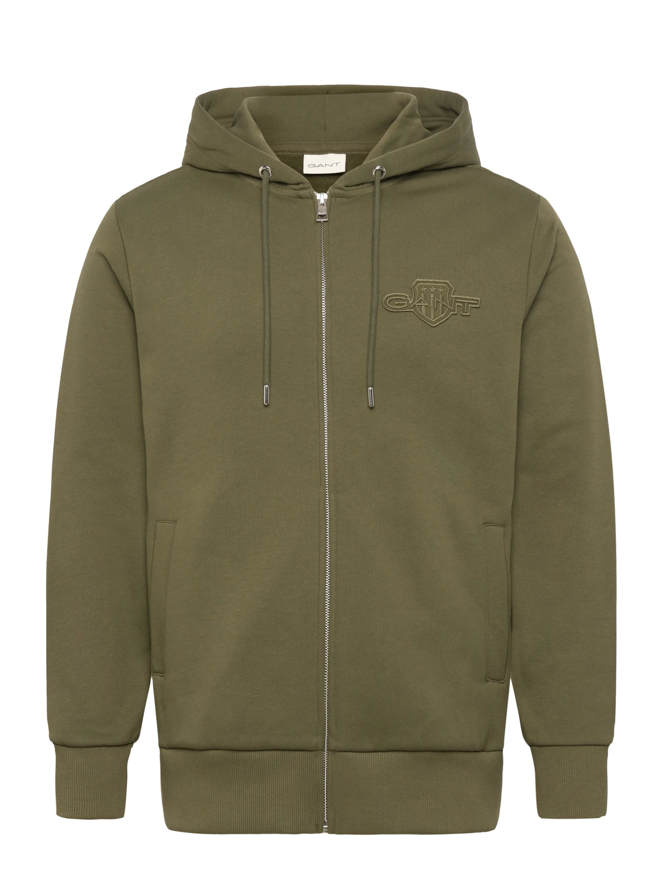 GANT Reg Tonal Shield Full Zip Hoodie - Black - S 2