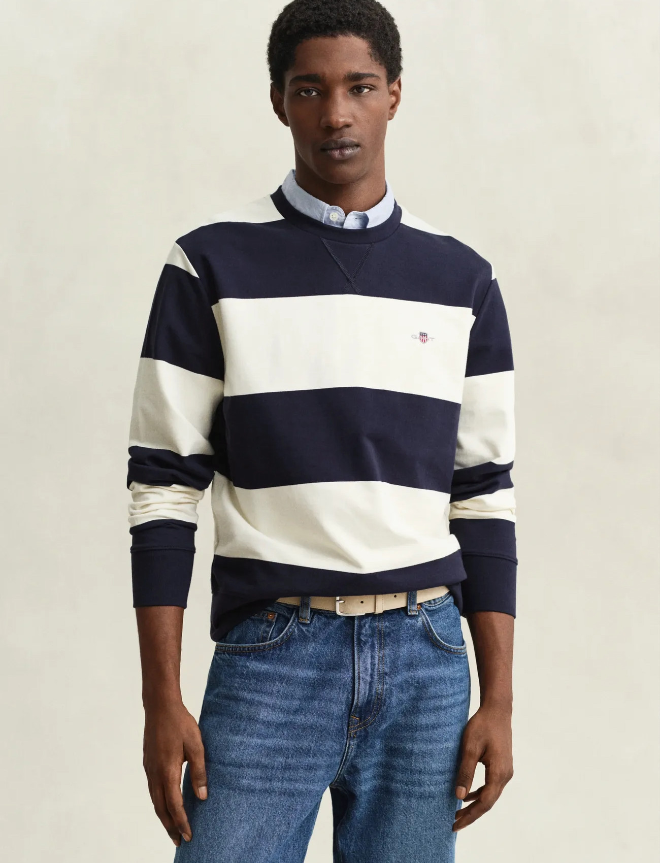 GANT Striped C-Neck - Navy - S 1