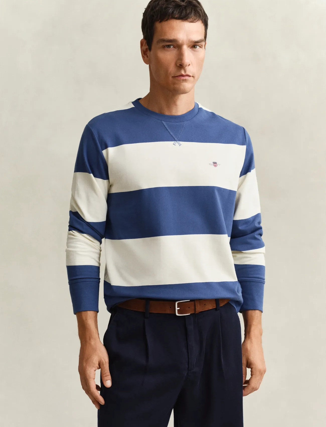 GANT Striped C-Neck - Navy - S 2