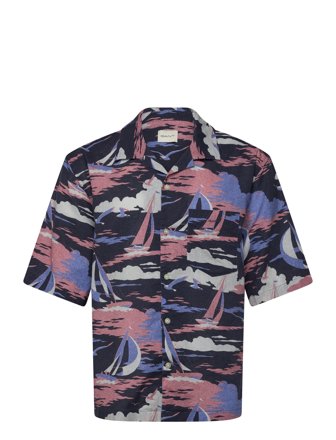 GANT Rel Sailing Print Ss Shirt - Navy - S 1