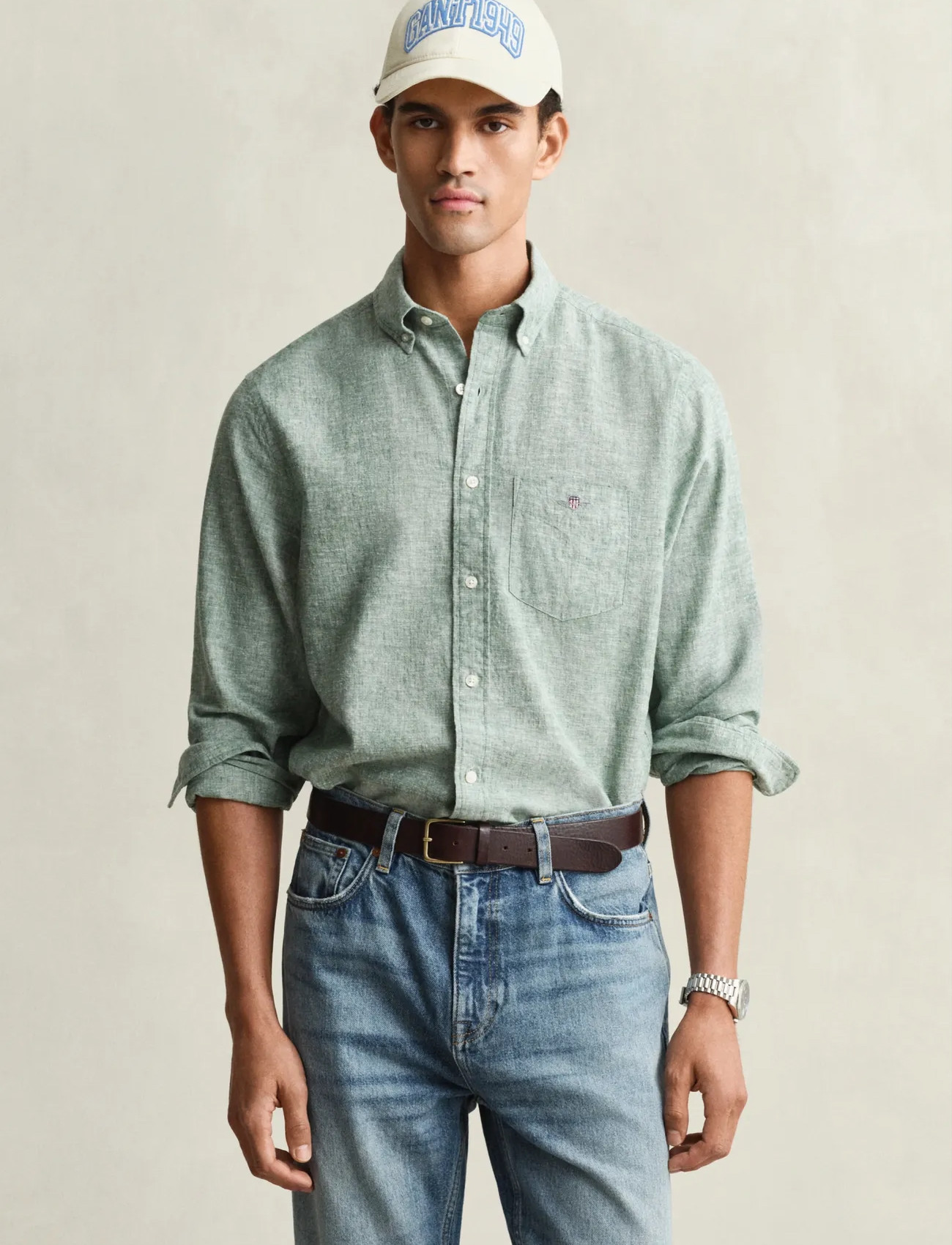 GANT Reg Cotton Linen Shirt - - S 1