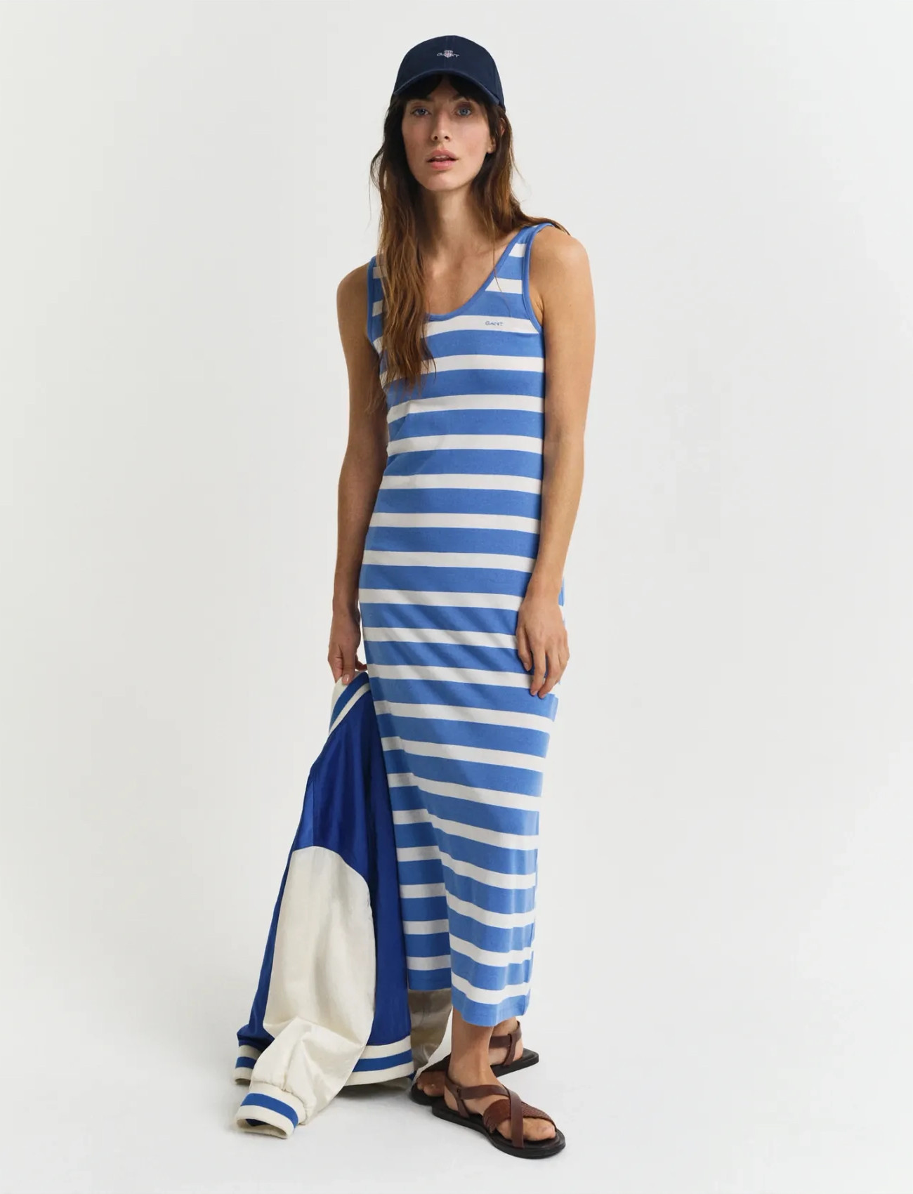 GANT Striped Fluid Midi Jersey Dress - Blue - XL 2