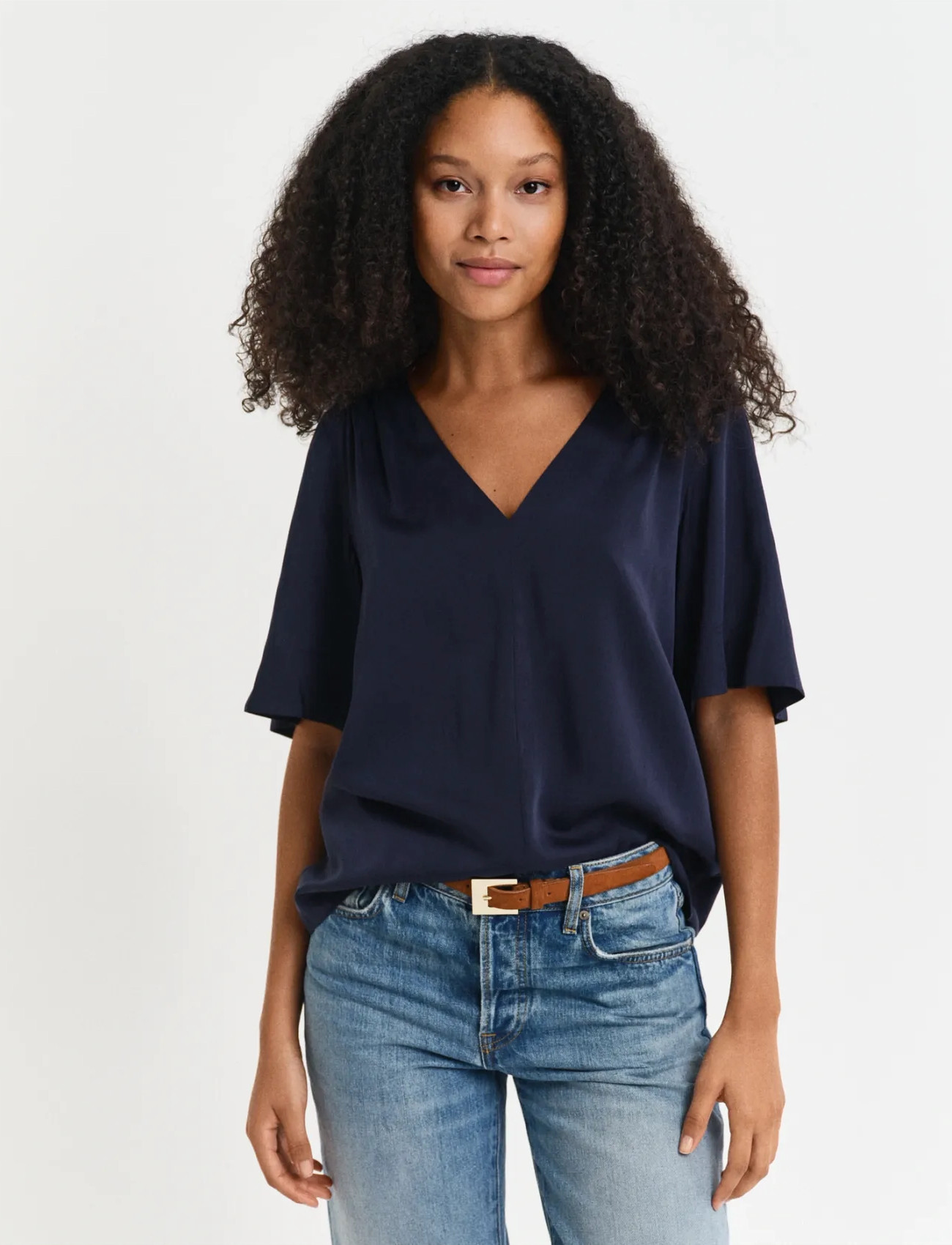 GANT Ss Blouse - Navy - 46