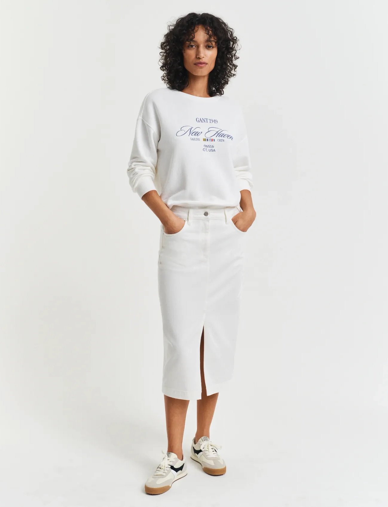 GANT Midi White Denim Skirt - Cream - 34