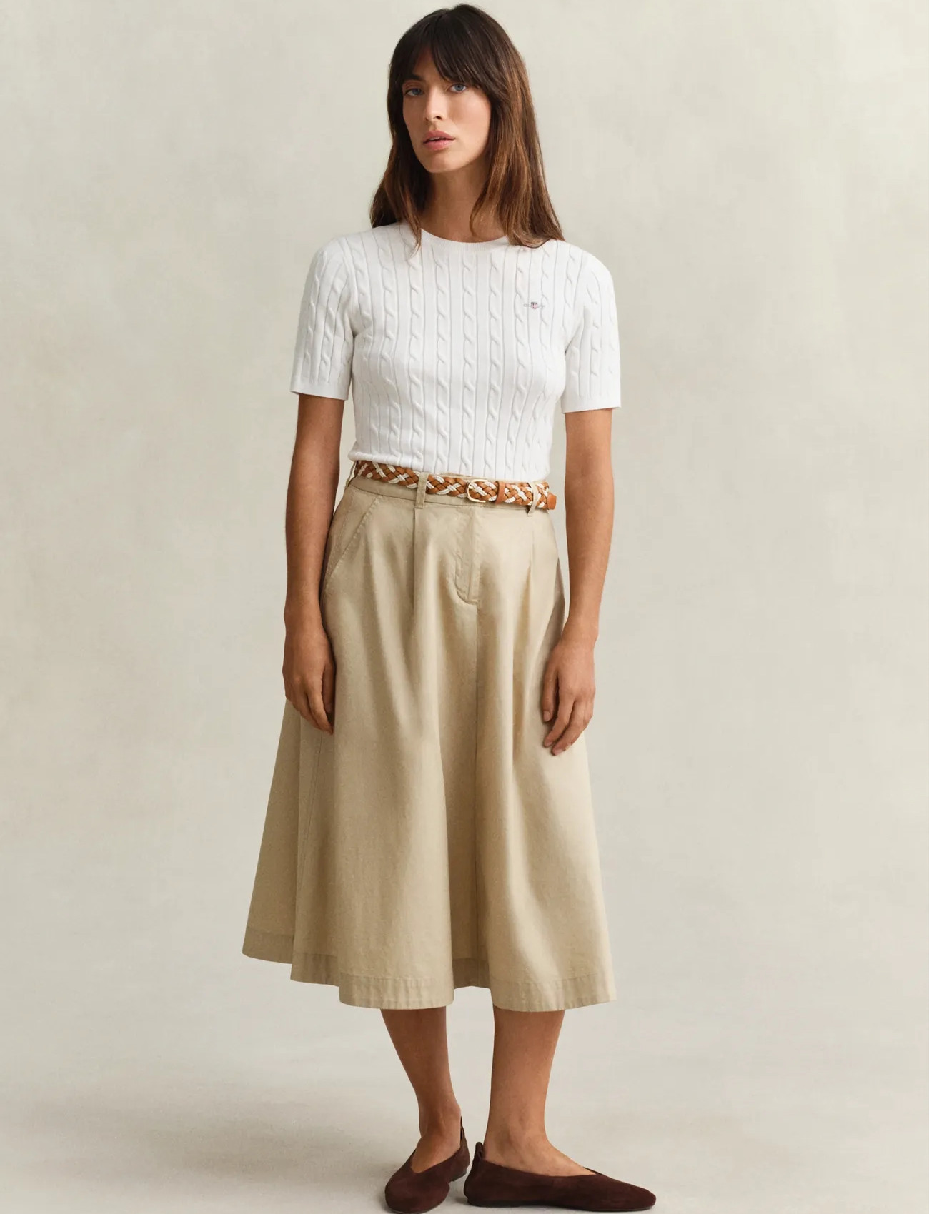 GANT Lightweight Pleated Chino Skirt - Beige - 34