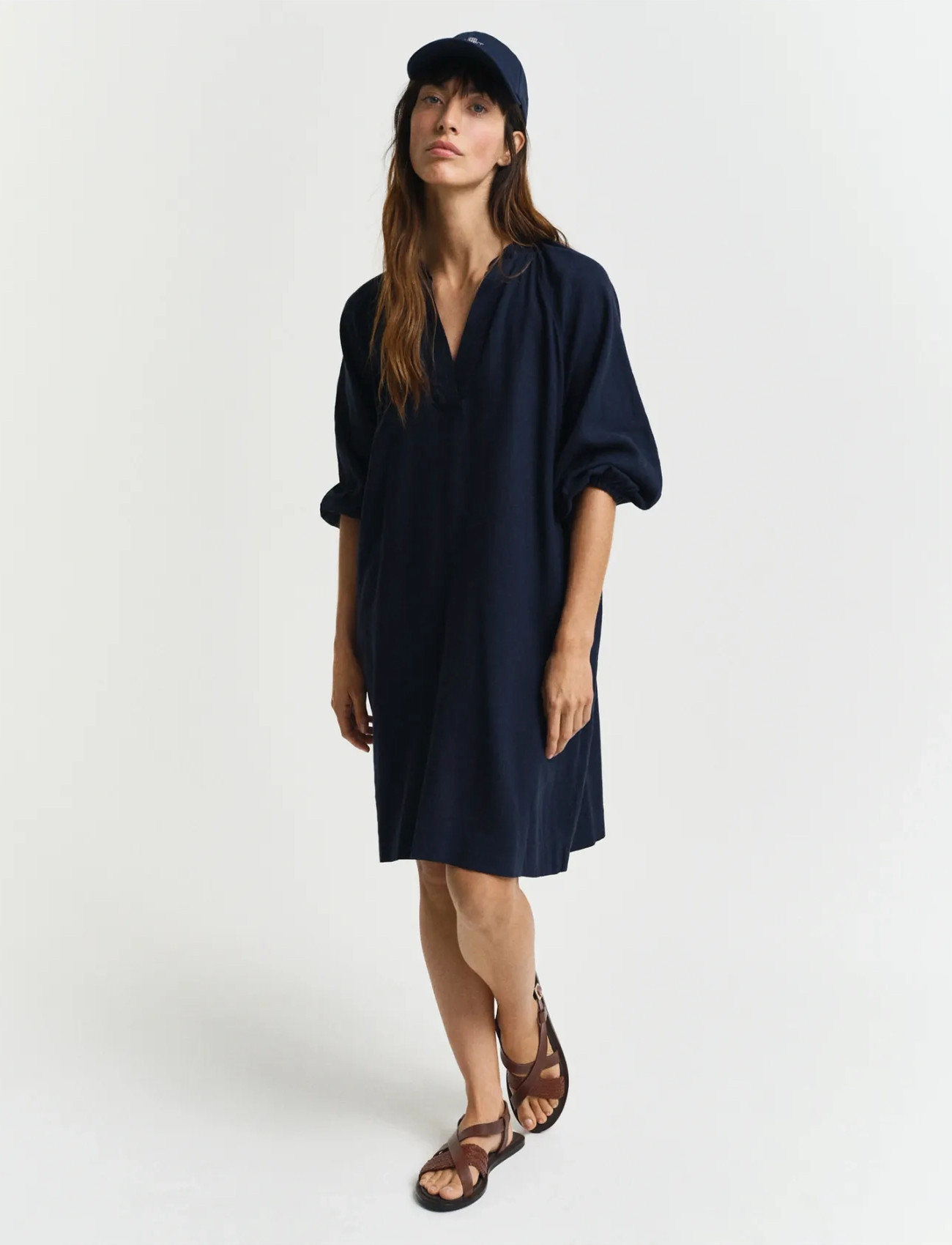 GANT Rel Linen Dress - Navy - 34 2