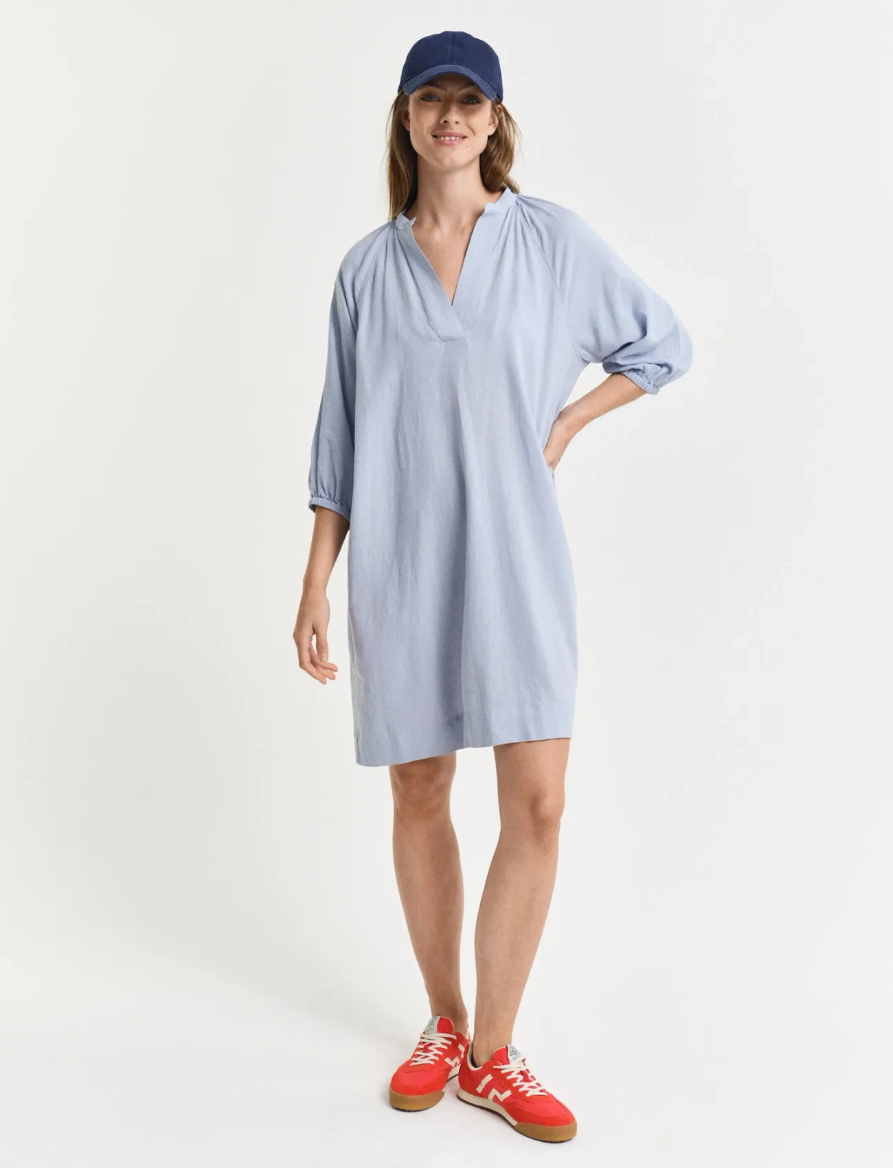 GANT Rel Linen Dress - Navy - 34 1