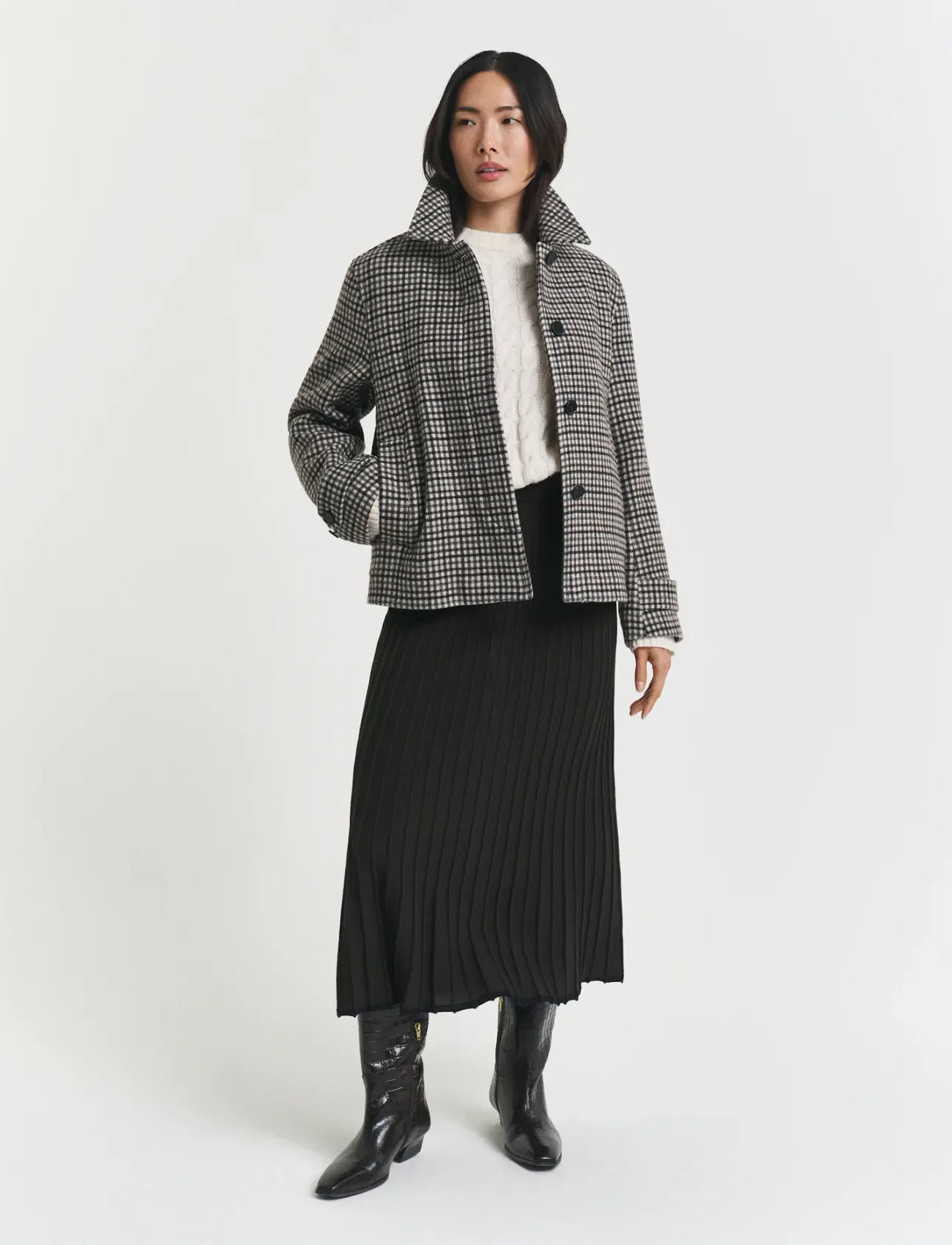 GANT Checked Short Wool Blend Car Coat - - XS 1